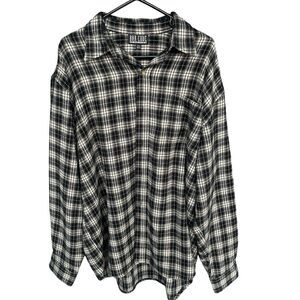 Barcode Button Up Shirt Men XXL 2X Plaid Black Brown Outdoor Long Sleeve Flannel